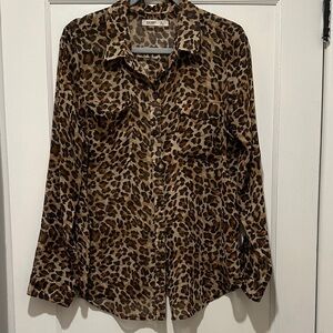 Old Navy Leopard Print Blouse - Brown and Black